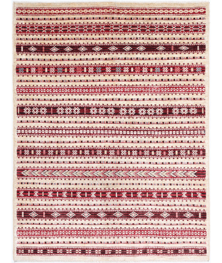 Afghan Modcar Rug 5' 0" x 6' 6" Hand-Knotted | No. AT63412