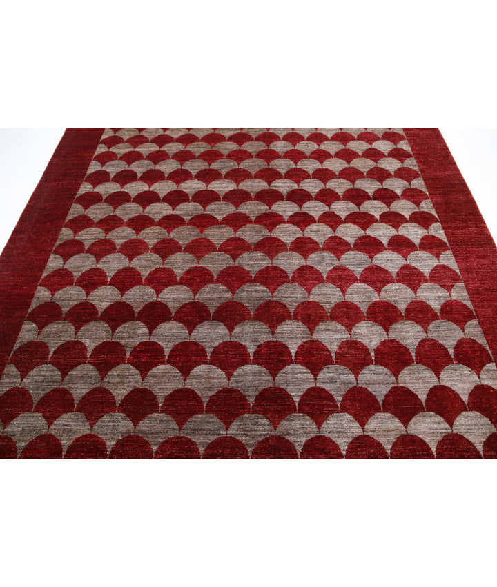 Afghan Modcar Rug 7' 0" x 9' 2" Hand-Knotted | No. AT18002