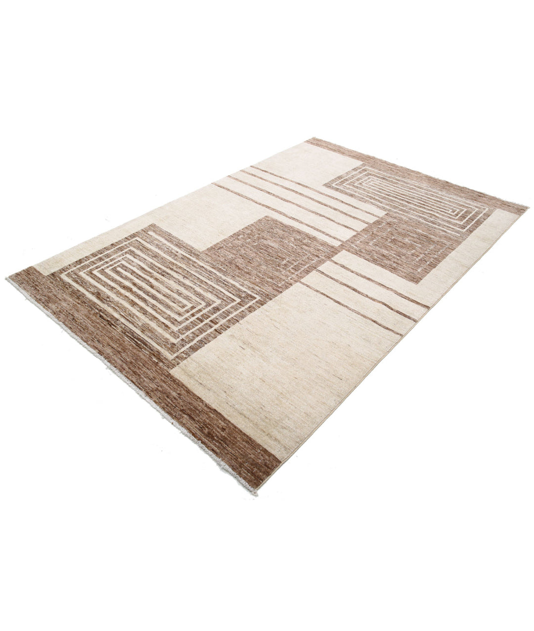 Afghan Modcar Rug 5' 7" x 8' 3" Hand-Knotted | No. AT24549
