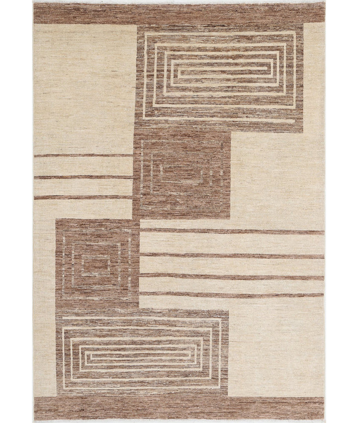 Afghan Modcar Rug 5' 7" x 8' 3" Hand-Knotted | No. AT24549