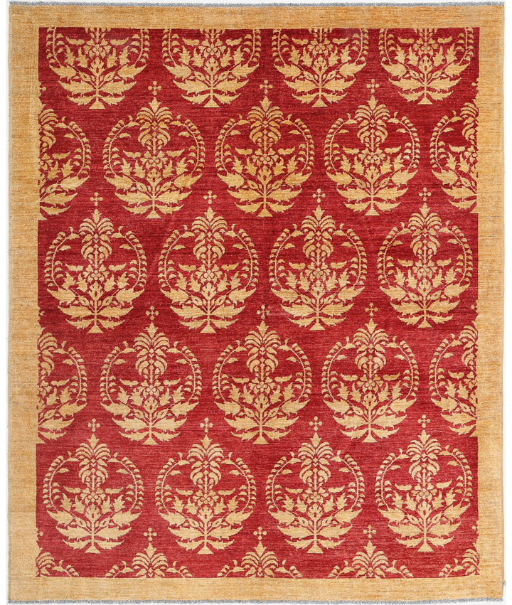 Beige Afghan Oriental Rug 6' 9" x 8' 1" Hand-Knotted | No. AT26517