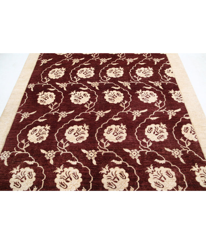 Beige Afghan Modcar Rug 6' 8" x 9' 7" Hand-Knotted | No. AT24859
