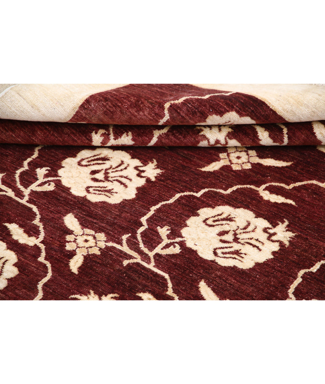 Beige Afghan Modcar Rug 6' 8" x 9' 7" Hand-Knotted | No. AT24859