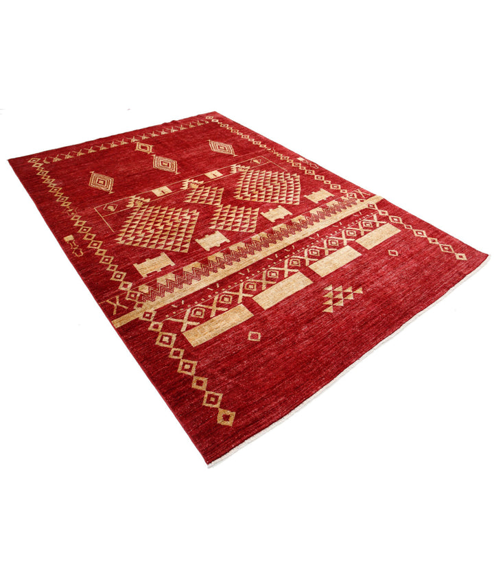 Afghan Modcar Rug 6' 4" x 9' 3" Hand-Knotted | No. AT47005