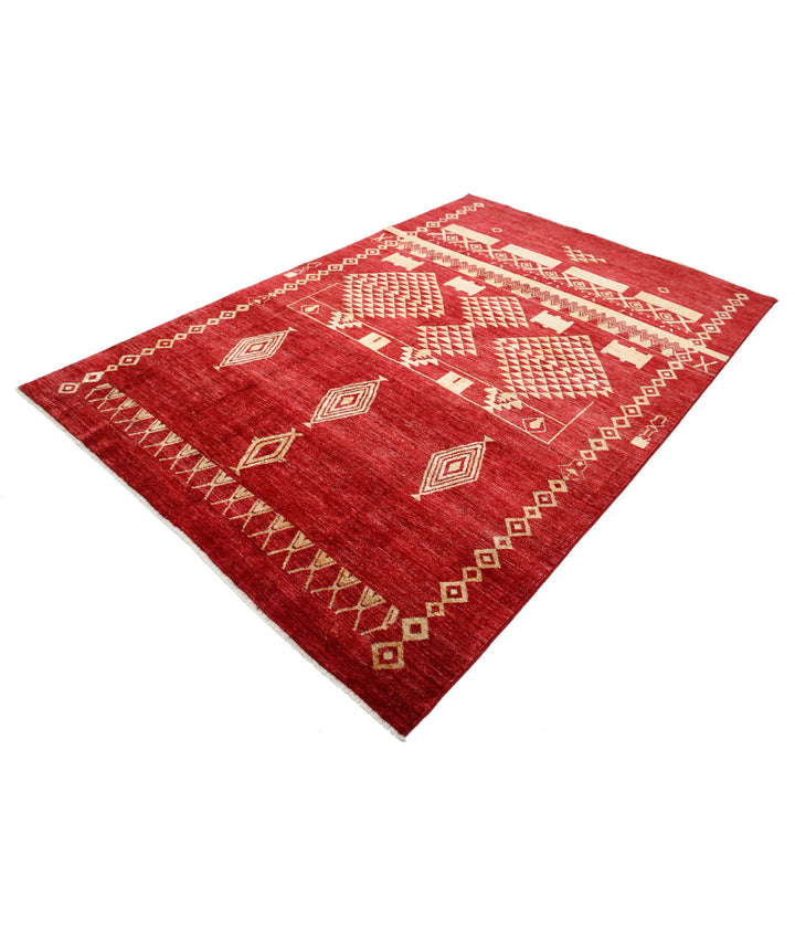 Afghan Modcar Rug 6' 4" x 9' 3" Hand-Knotted | No. AT47005