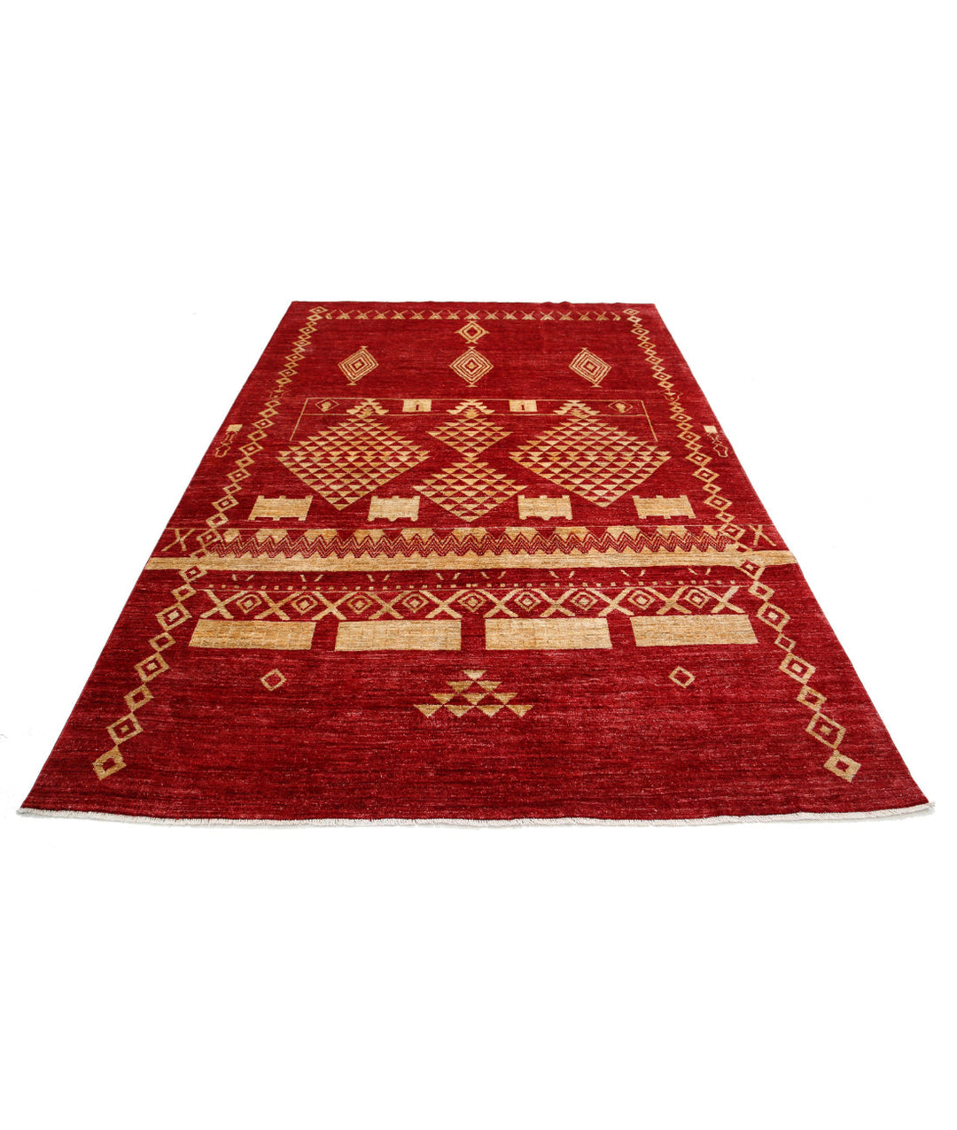 Afghan Modcar Rug 6' 4" x 9' 3" Hand-Knotted | No. AT47005