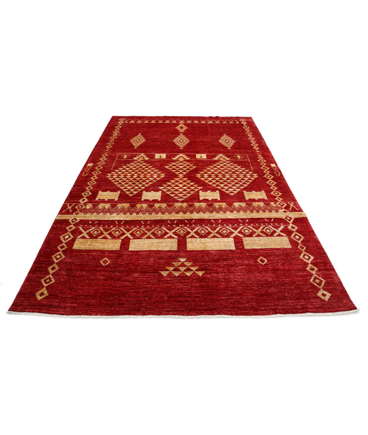 Afghan Modcar Rug 6' 4" x 9' 3" Hand-Knotted | No. AT47005