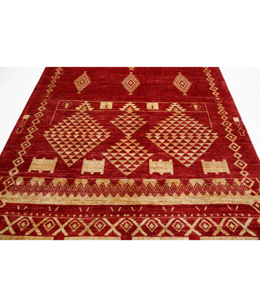 Afghan Modcar Rug 6' 4" x 9' 3" Hand-Knotted | No. AT47005