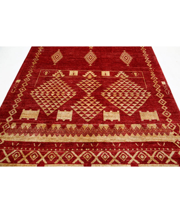 Afghan Modcar Rug 6' 4" x 9' 3" Hand-Knotted | No. AT47005