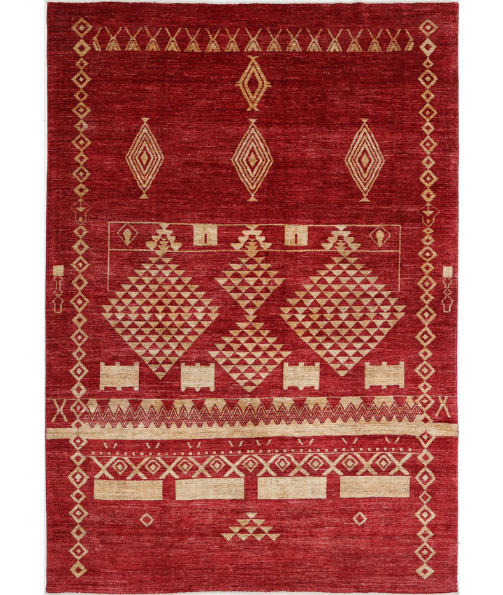 Afghan Modcar Rug 6' 4" x 9' 3" Hand-Knotted | No. AT47005