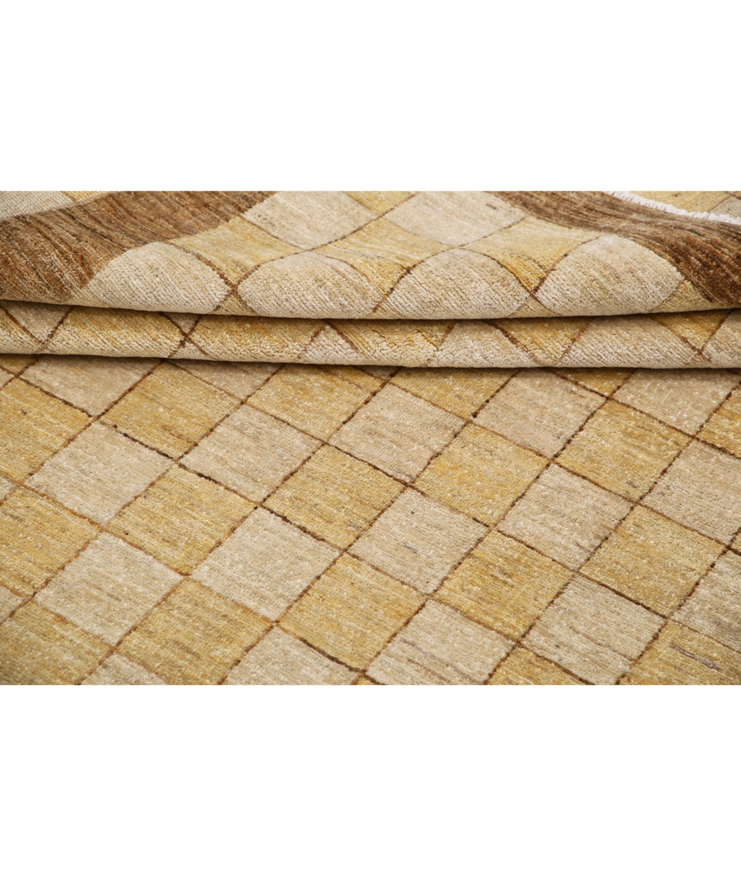Beige Afghan Modcar Rug 5'11" x 8'7" Hand-Knotted | No. AT23482
