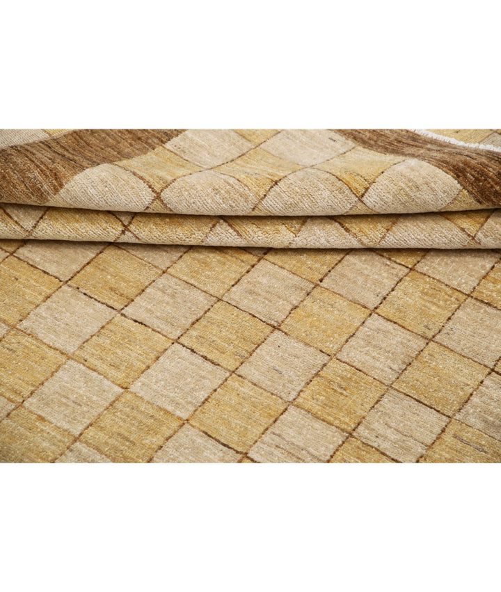 Beige Afghan Modcar Rug 5'11" x 8'7" Hand-Knotted | No. AT23482
