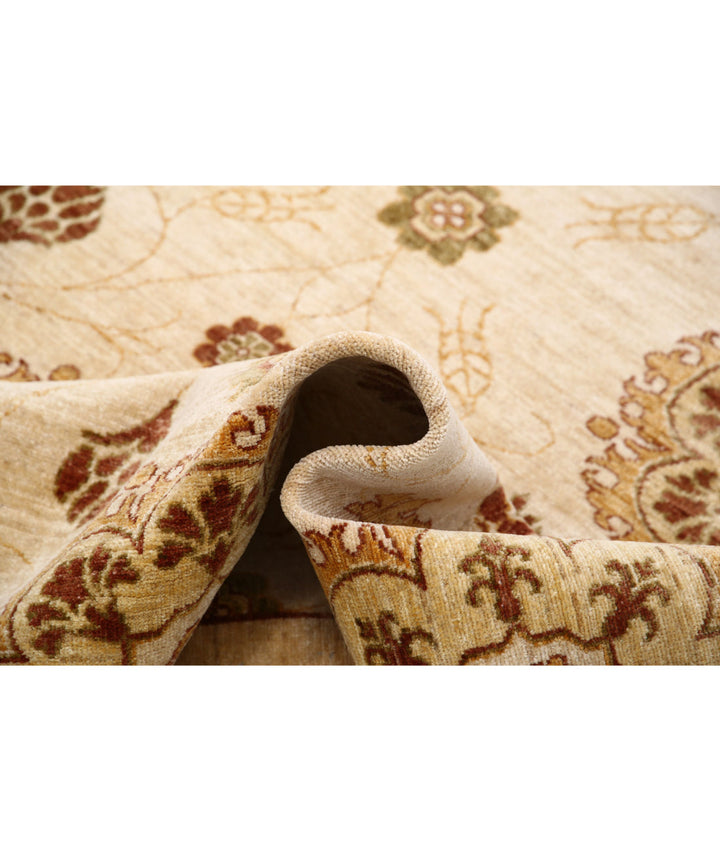 Beige Afghan Modcar Rug 6' 6" x 7' 10" Hand-Knotted | No. AT98735