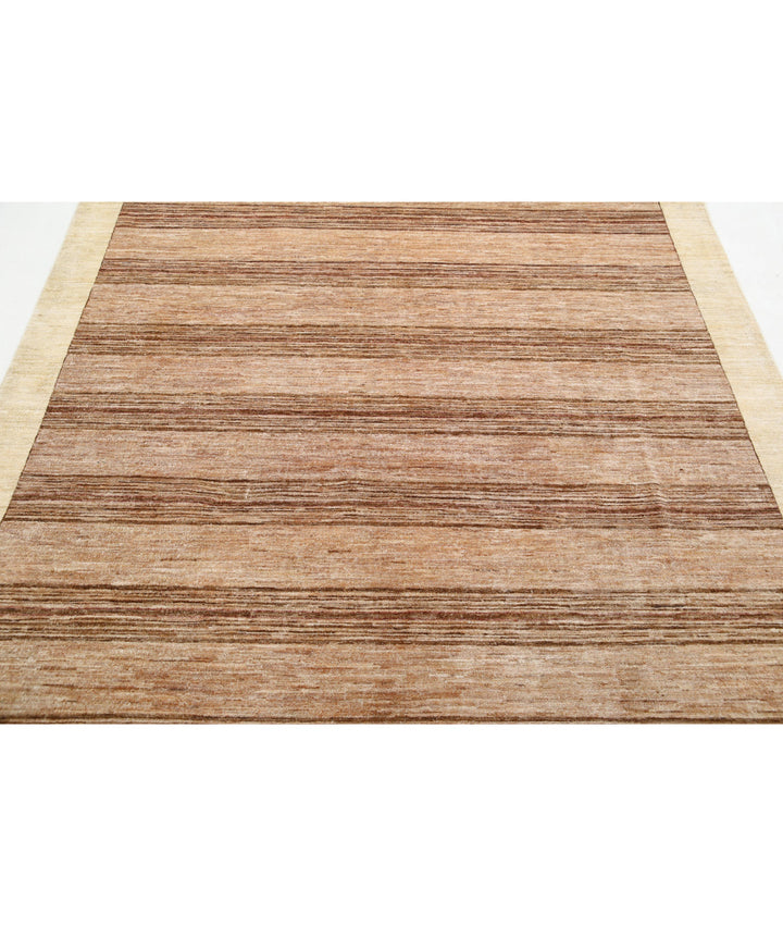 Beige Afghan Modcar Rug 6' 3" x 7' 9" Hand-Knotted | No. AT41333