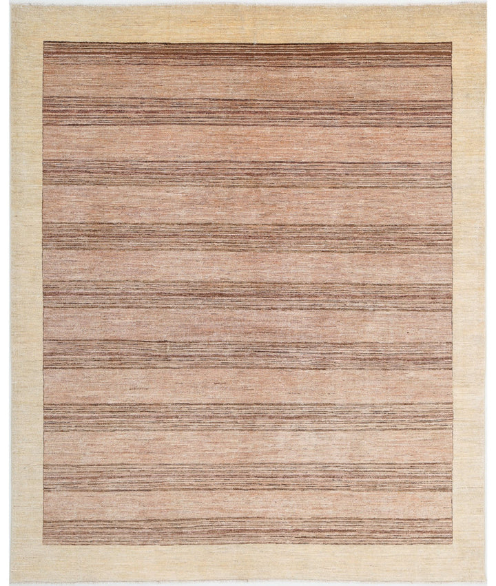 Beige Afghan Modcar Rug 6' 3" x 7' 9" Hand-Knotted | No. AT41333
