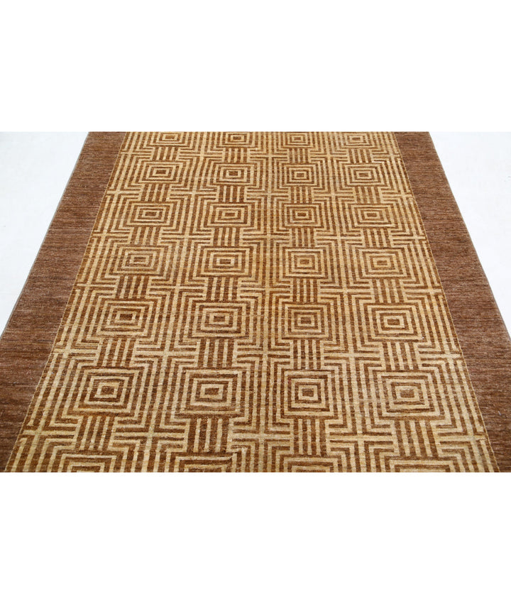 Beige Afghan Modcar Rug 5' 5" x 8' 7" Hand-Knotted | No. AT79750