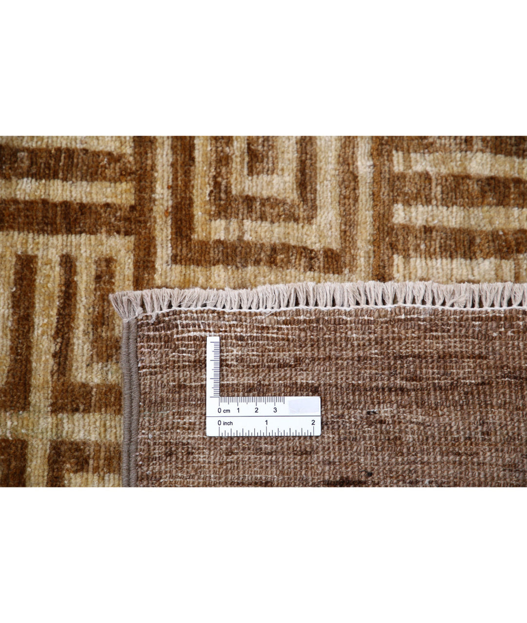 Beige Afghan Modcar Rug 5' 5" x 8' 7" Hand-Knotted | No. AT79750