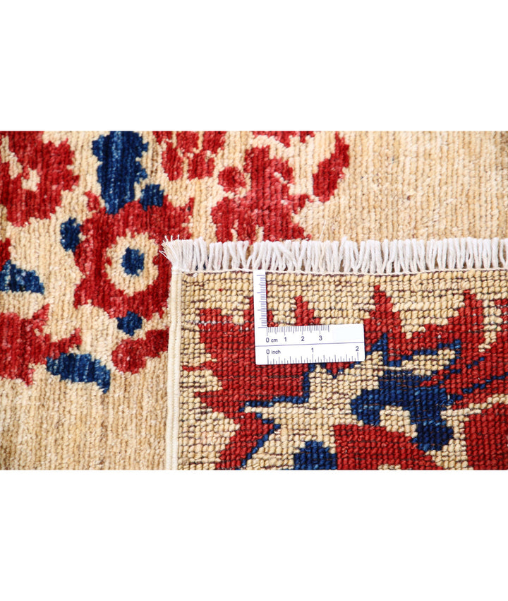 Beige Afghan Oriental Rug 6' 9" x 9' 4" Hand-Knotted | No. AT33309