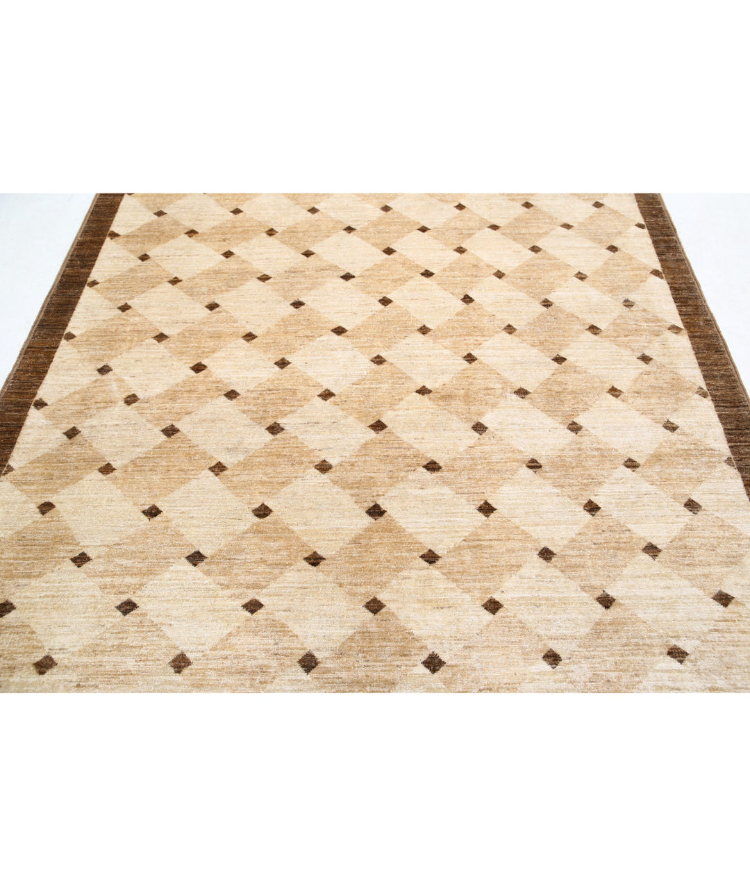 Beige Afghan Oriental Rug 6' 0" x 8' 11" Hand-Knotted | No. AT47236