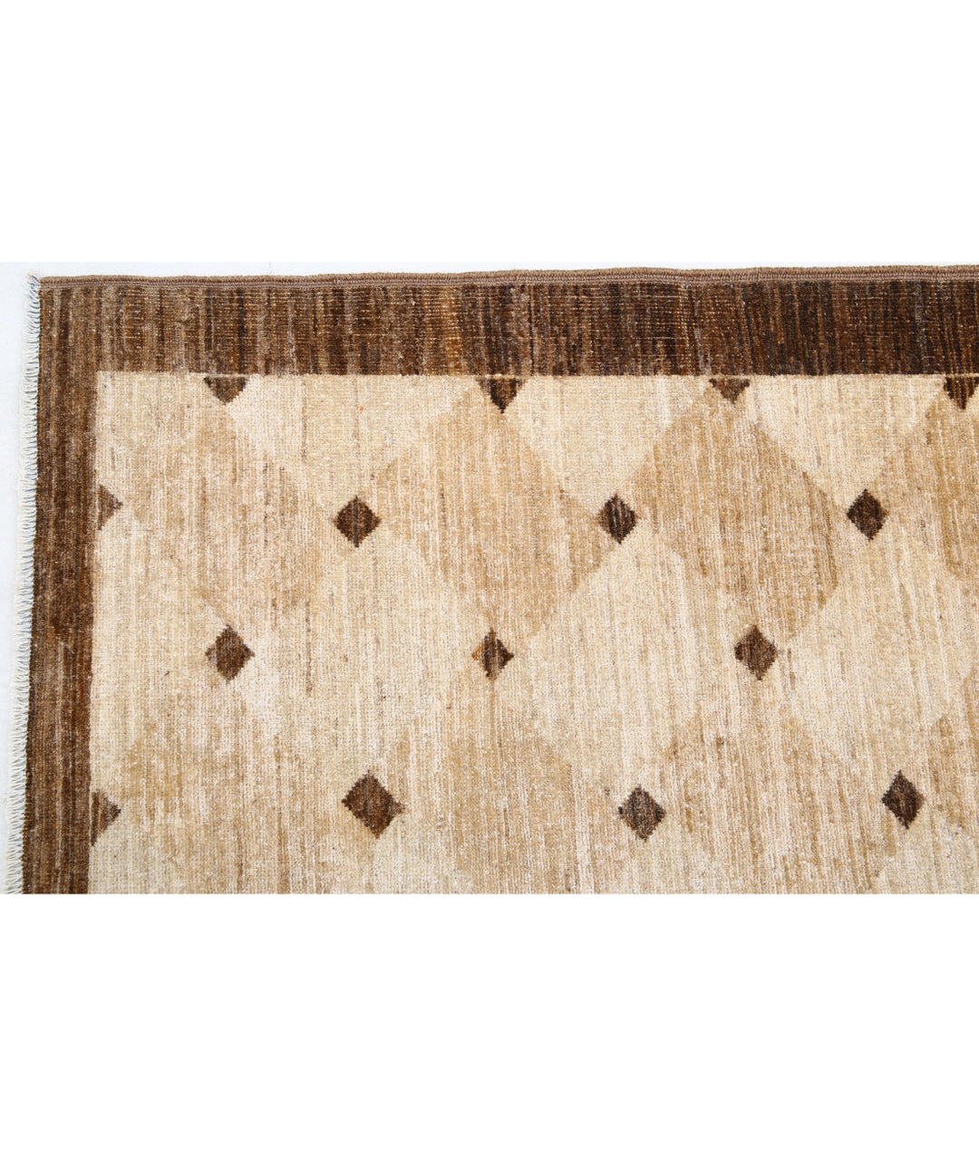 Beige Afghan Oriental Rug 6' 0" x 8' 11" Hand-Knotted | No. AT47236