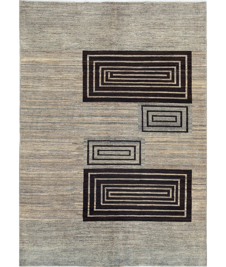 Afghan Modcar Rug 5' 6" x 7' 9" Hand-Knotted | No. AT57572