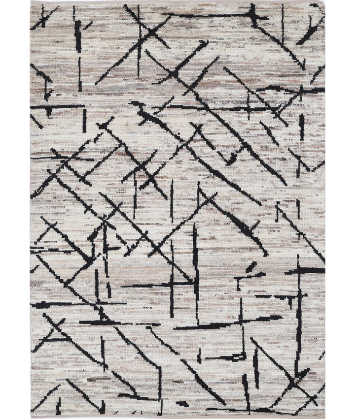 Brown Afghan Oriental Rug 4' 1" x 6' 0" Hand-Knotted | No. AT34890
