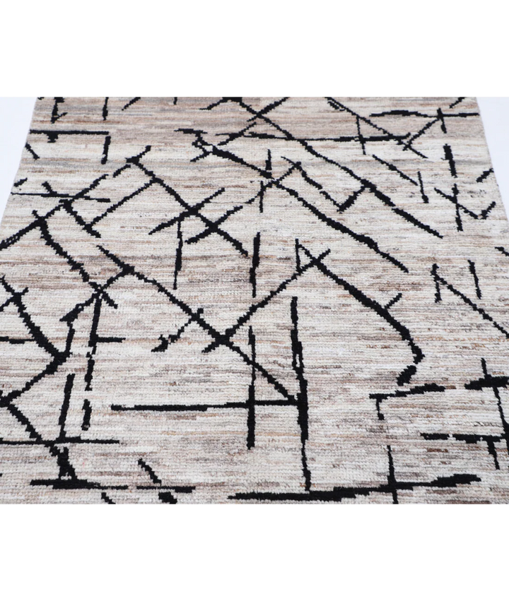 Brown Afghan Oriental Rug 4' 0" x 6' 0" Hand-Knotted | No. AT88885