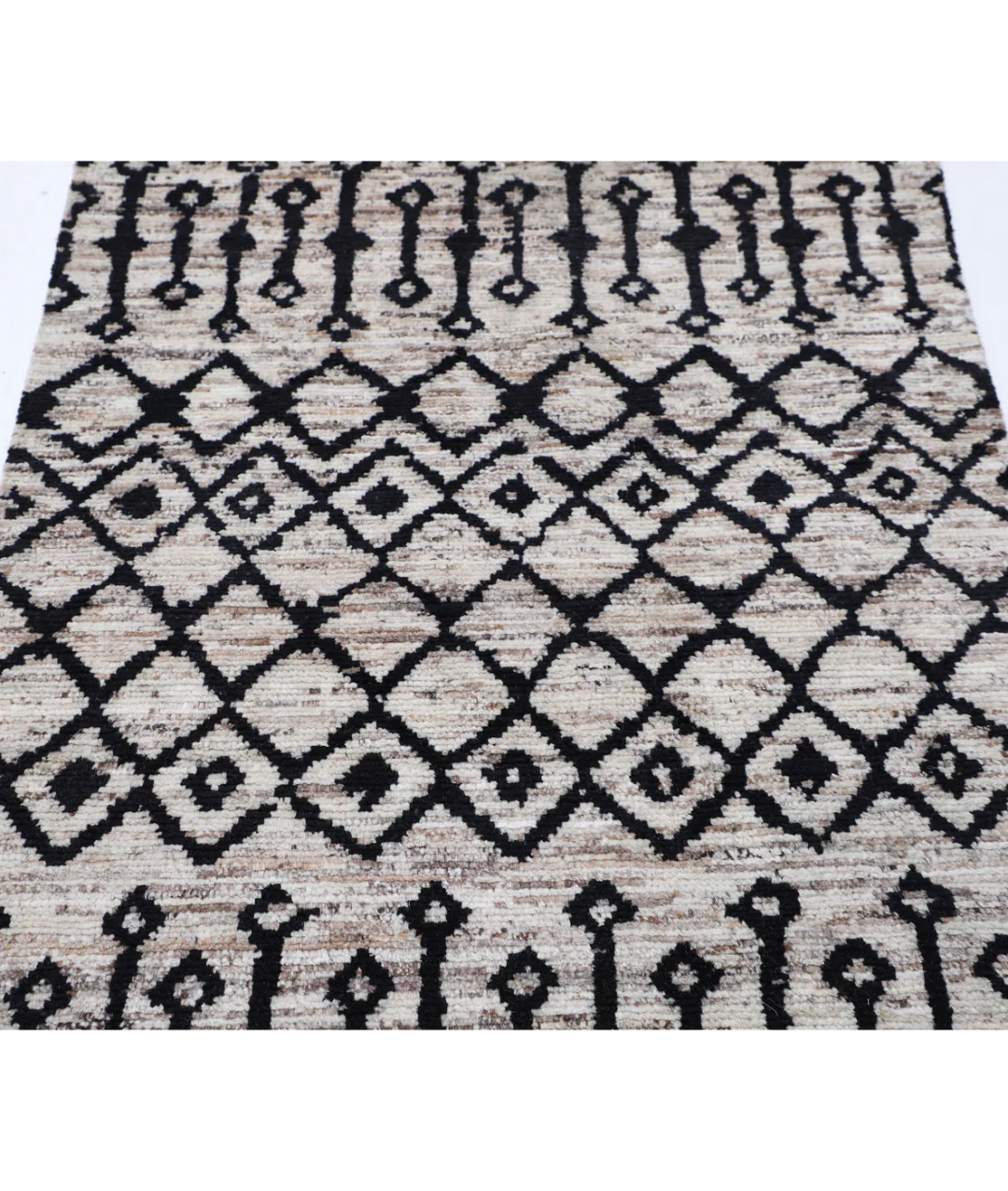 Brown Afghan Oriental Rug 3' 8" x 5' 10" Hand-Knotted | No. AT48907