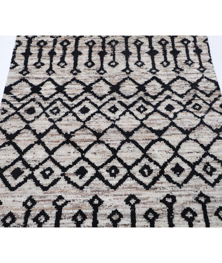 Brown Afghan Oriental Rug 3' 8" x 5' 10" Hand-Knotted | No. AT48907
