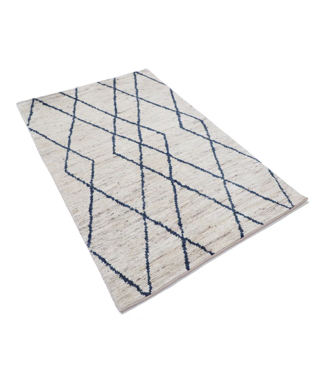 Ivory Moroccan Oriental Rug 3' 10" x 6' 0" Hand-Knotted | No. AT76224