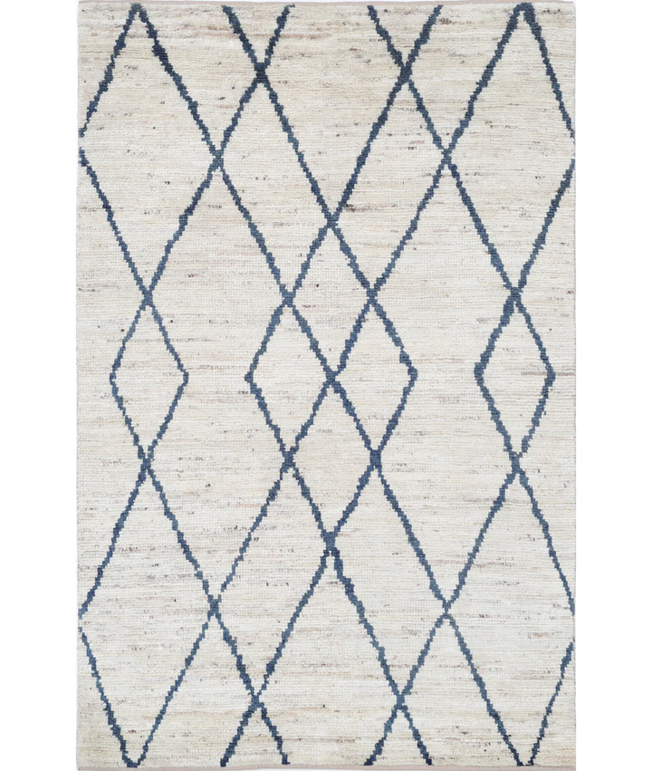 Ivory Moroccan Oriental Rug 3' 10" x 6' 0" Hand-Knotted | No. AT76224