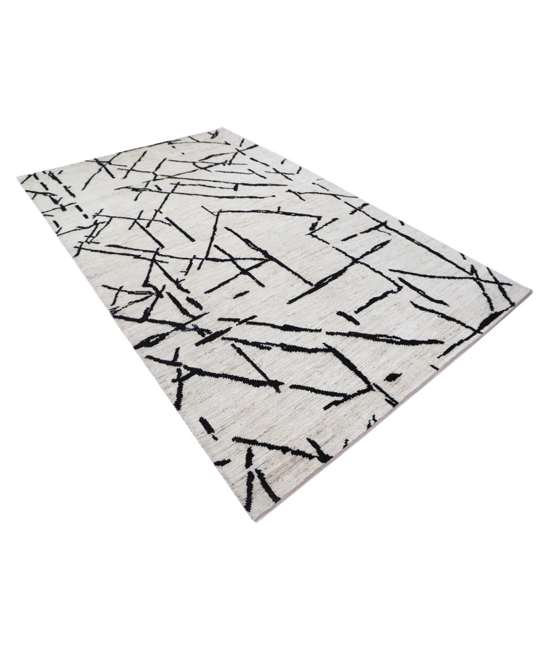 Ivory Afghan Oriental Rug 5' 10" x 9' 4" Hand-Knotted | No. AT43521