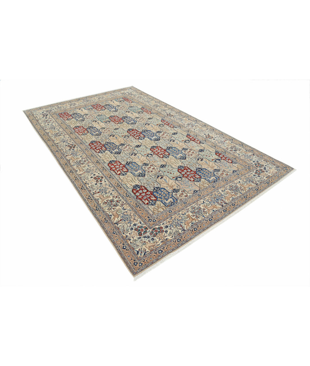 Ivory Oriental Nain Rug 5' 11" x 9' 7" Hand-Knotted | No. AT47553