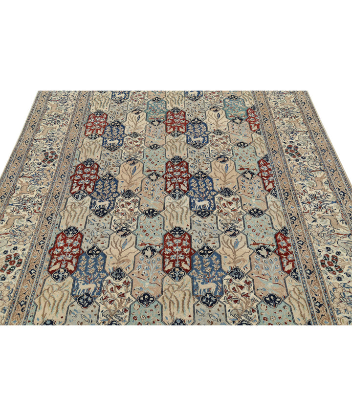 Ivory Oriental Nain Rug 5' 11" x 9' 7" Hand-Knotted | No. AT47553