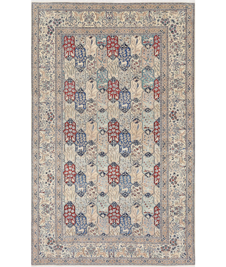 Ivory Oriental Nain Rug 5' 11" x 9' 7" Hand-Knotted | No. AT47553