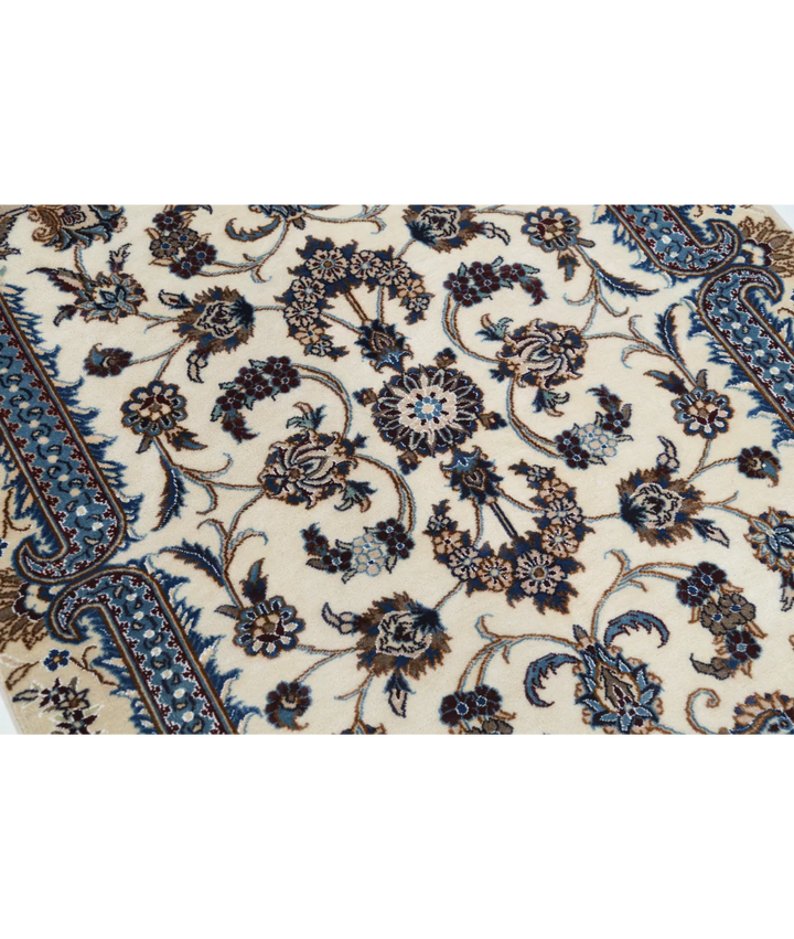 Ivory Iranian Nain Rug 3' 5" x 4' 10" Hand-Knotted | No. AT55451
