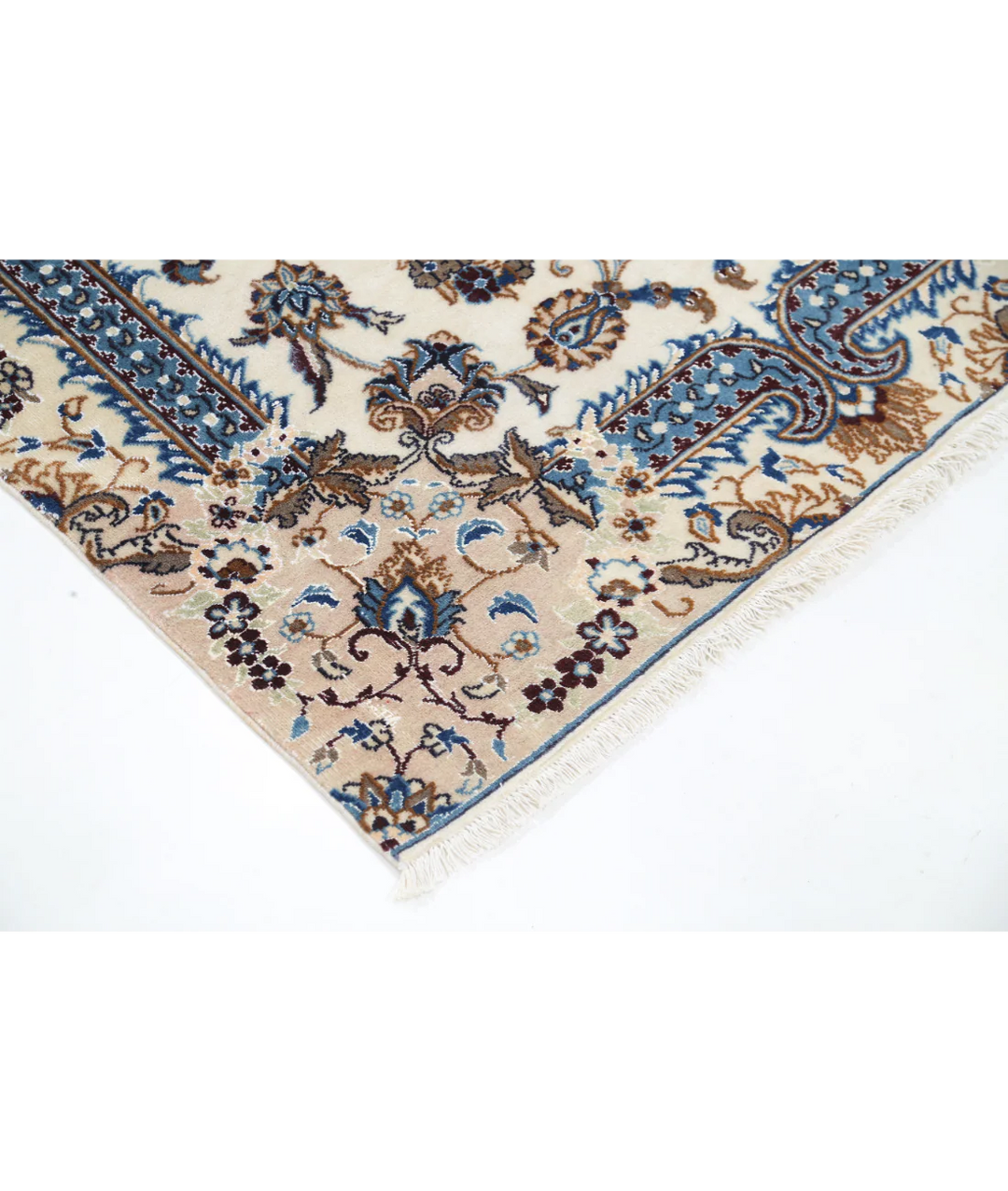 Ivory Iranian Nain Rug 3' 5" x 4' 10" Hand-Knotted | No. AT55451