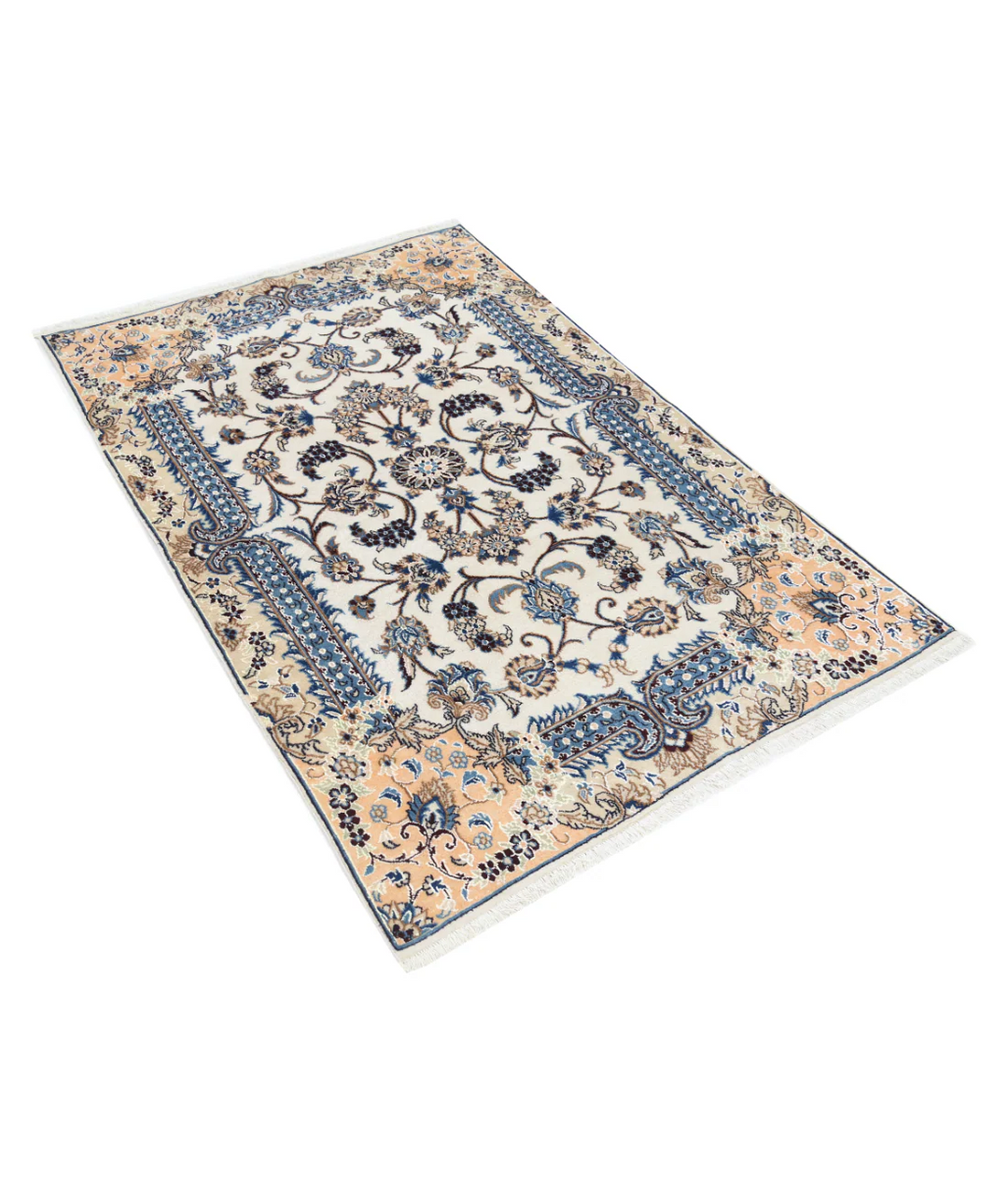 Ivory Persian Nain Rug 3' 6" x 5' 1" Hand-Knotted | No. AT35851