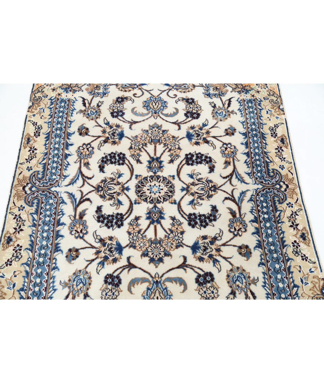 Ivory Persian Nain Rug 3' 6" x 5' 1" Hand-Knotted | No. AT35851