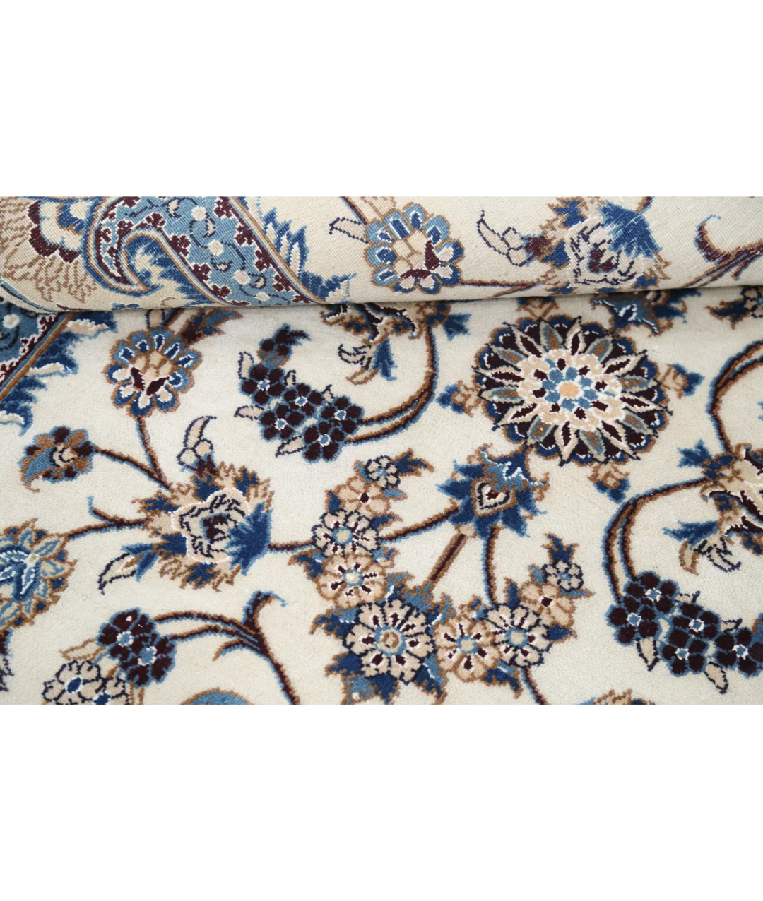 Ivory Persian Nain Rug 3' 6" x 5' 1" Hand-Knotted | No. AT35851