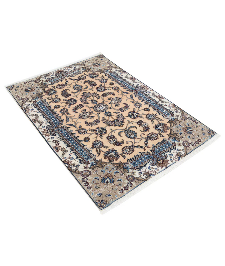 Peach Iranian Nain Rug 3' 7" x 5' 2" Hand-Knotted | No. AT92390