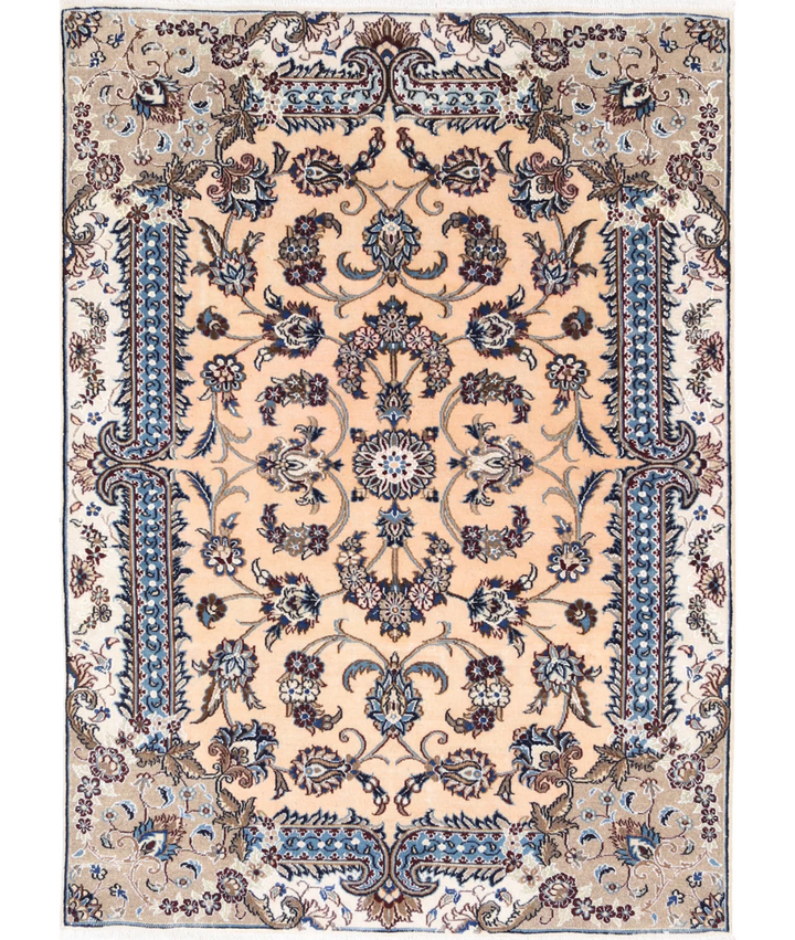 Peach Iranian Nain Rug 3' 7" x 5' 2" Hand-Knotted | No. AT92390