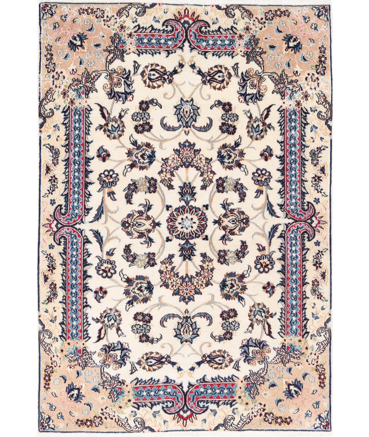 Ivory Persian Nain Rug 3' 6" x 5' 2" Hand-Knotted | No. AT11325
