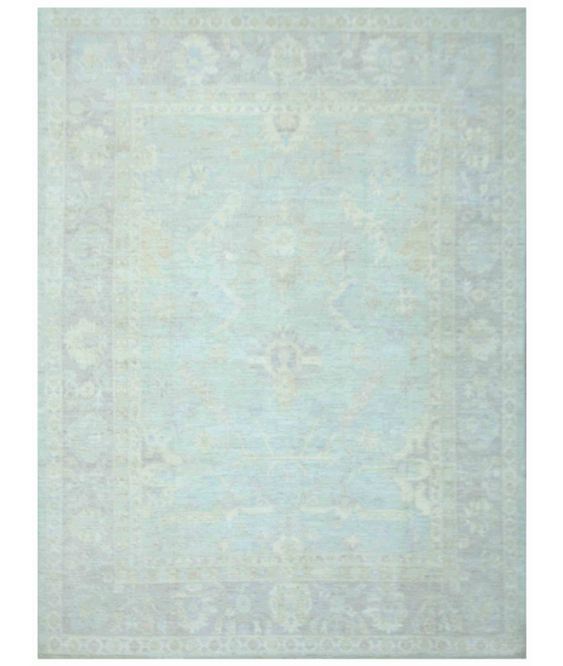 Hand Knotted Oushak Wool Rug 8'  11" x 11'  9" - No. AT15805