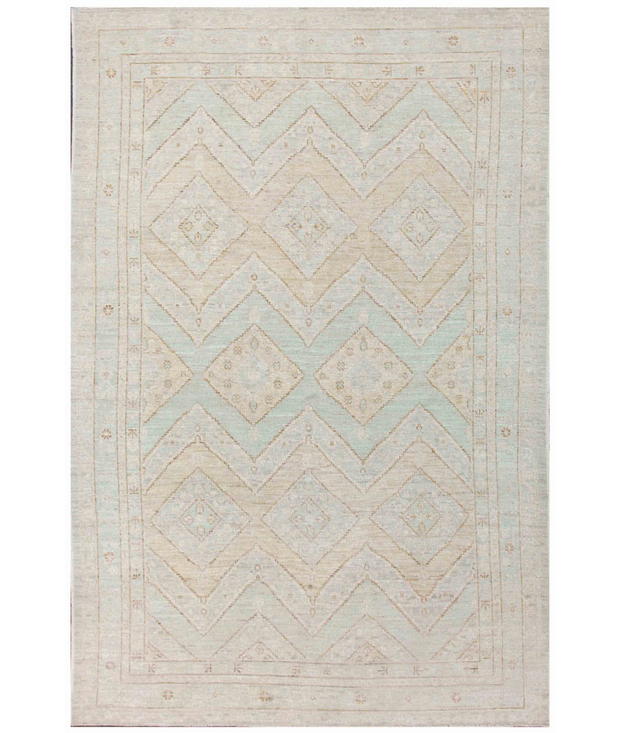 Hand Knotted Oushak Wool Rug 6'  1" x 9'  4" - No. AT21388