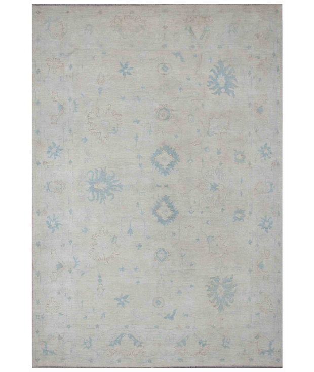 Hand Knotted Oushak Wool Rug 9'  5" x 13'  5" - No. AT74599