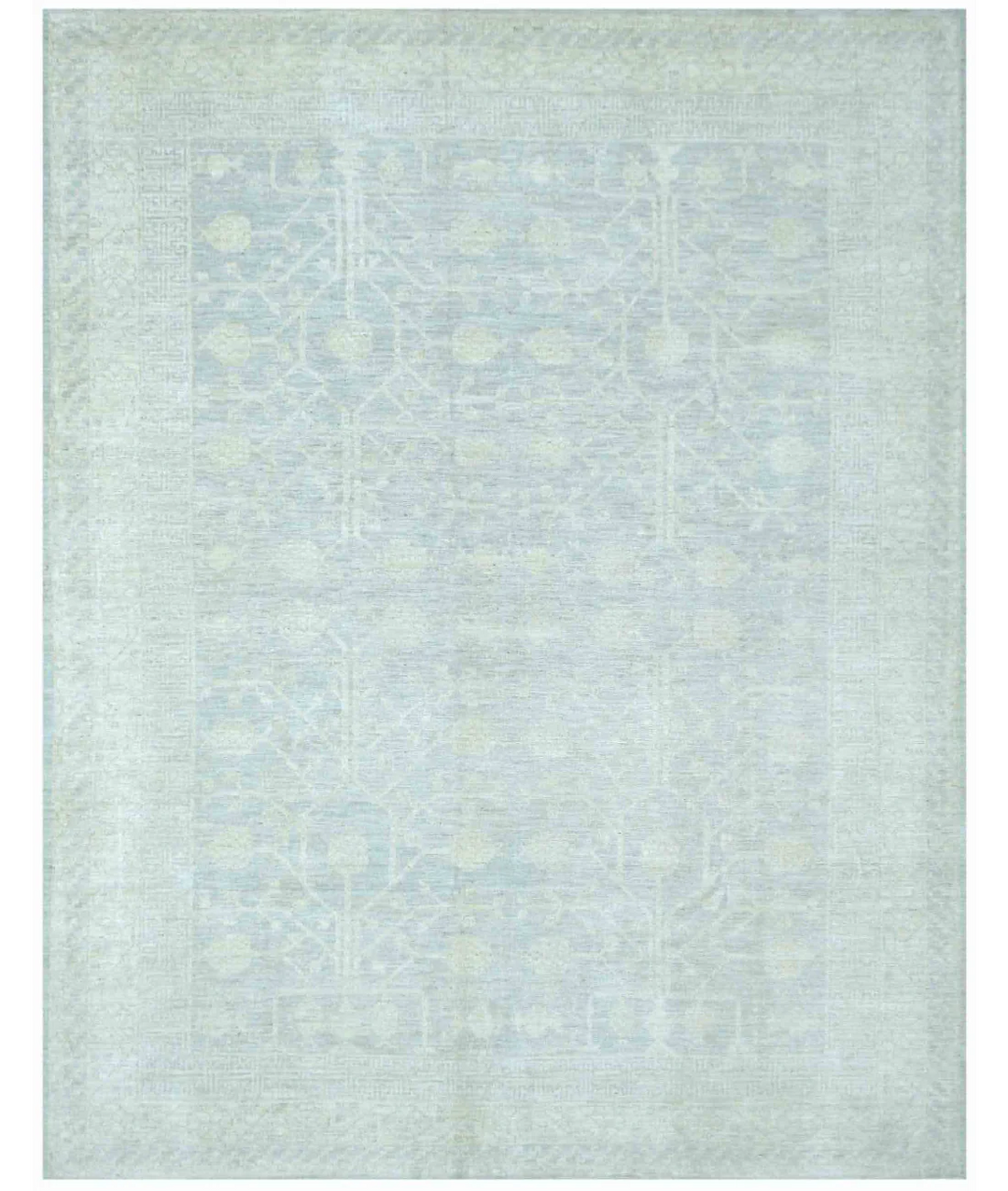 Grey Afghan Oushak Rug 9' 1" x 11' 6" Hand-Knotted