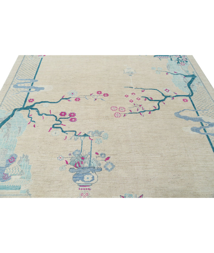 Brown Afghan Oriental Rug 8' 1" x 9' 7" Hand-Knotted | No. AT18445