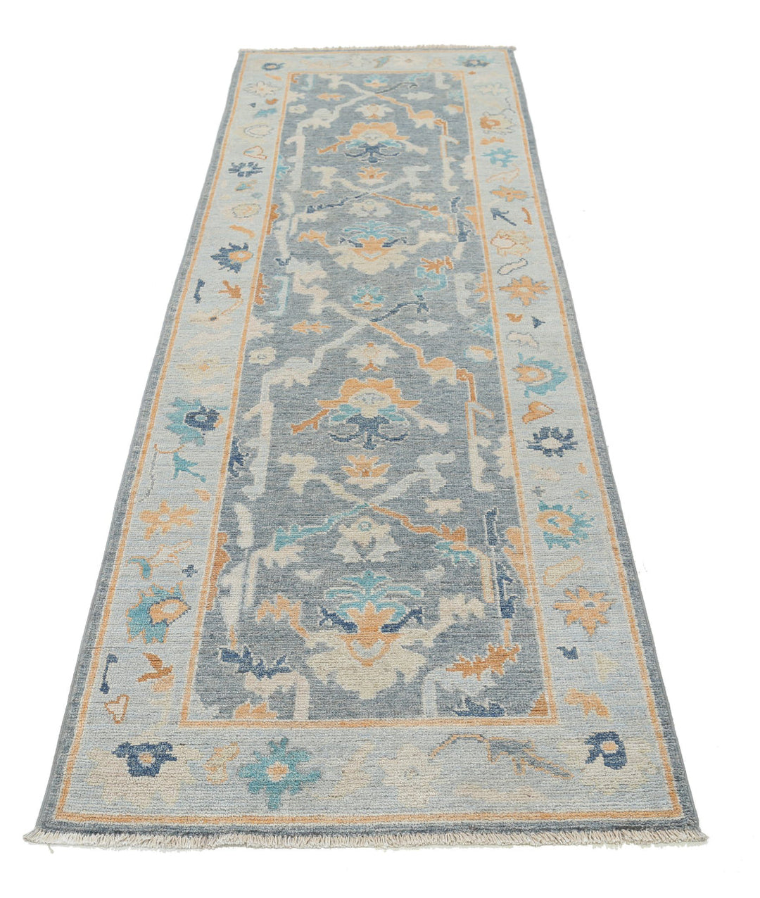 Hand Knotted Oushak Wool Rug 2' 10" x 9' 4" - No. AT902895