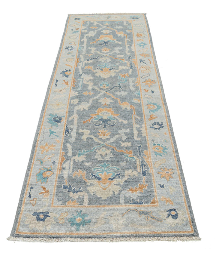 Hand Knotted Oushak Wool Rug 2' 10" x 9' 4" - No. AT902895